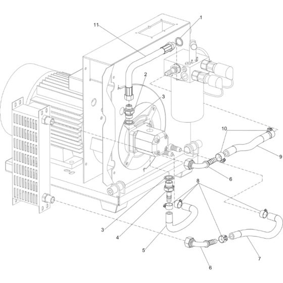 Hoses and Fittings Assy for Atlas Copco LP9-20E PAC-Electrical Power Packs (from s/n BGF002671 to BGF077871)