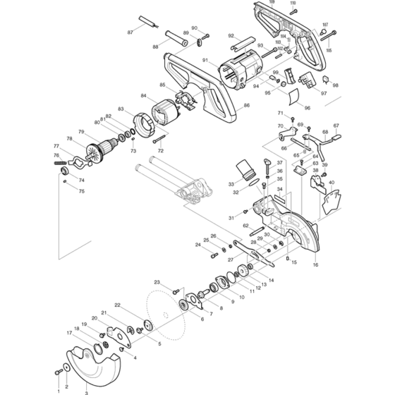 Main Assembly for Makita LS0714 Mitre Saw