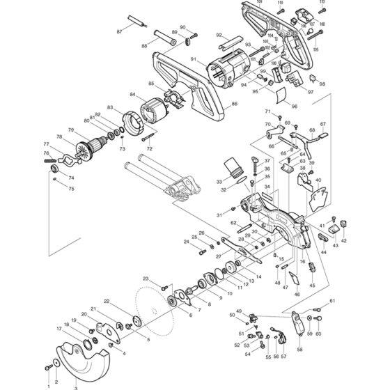 Main Assembly for Makita LS0714L Mitre Saw