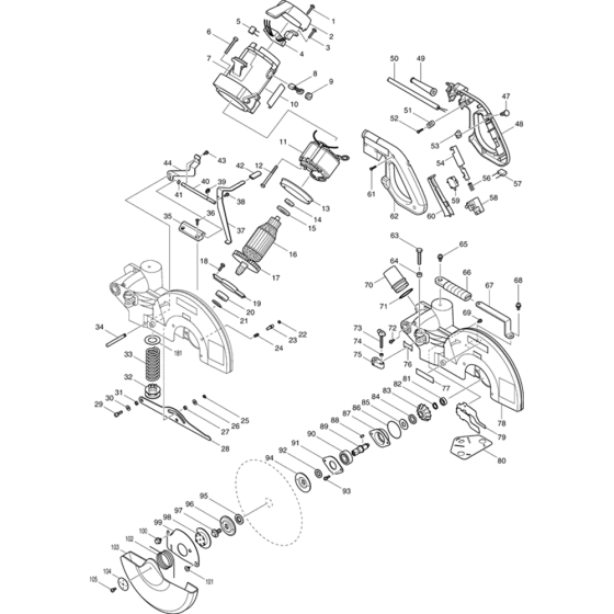 Main Assembly for Makita LS1214 Mitre Saw