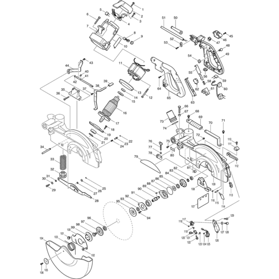 Main Assembly for Makita LS1214L Mitre Saw