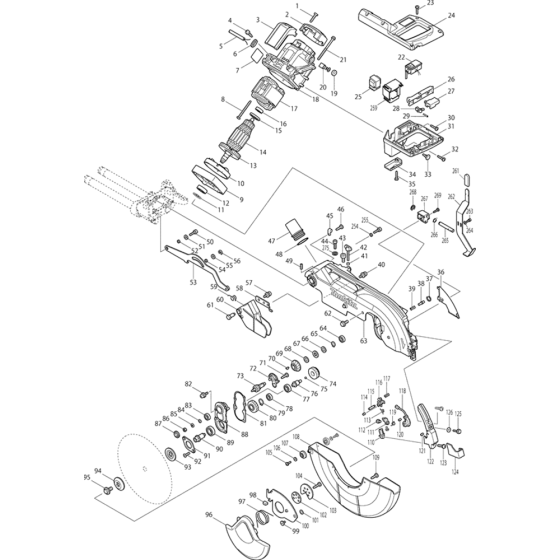 Main Assembly for Makita LS1216L Mitre Saw