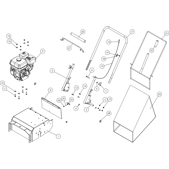 Main Chassis Assembly for Camon LS42 Lawn Scarifier