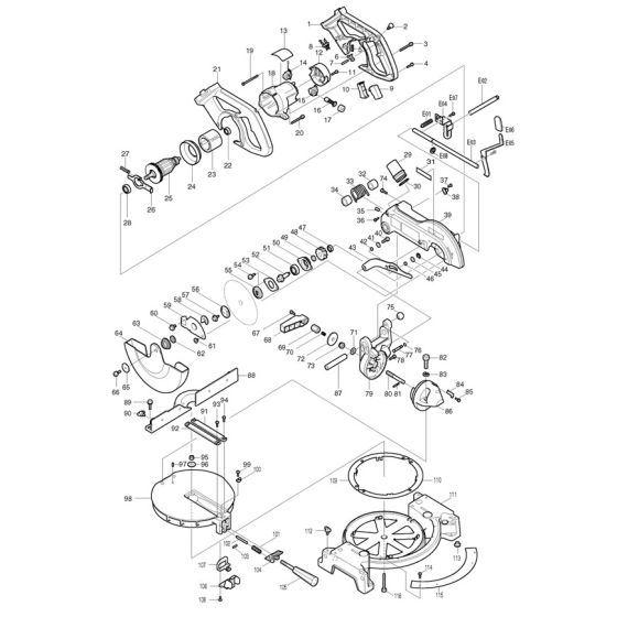 Main Assembly for Makita LS800D Mitre Saw