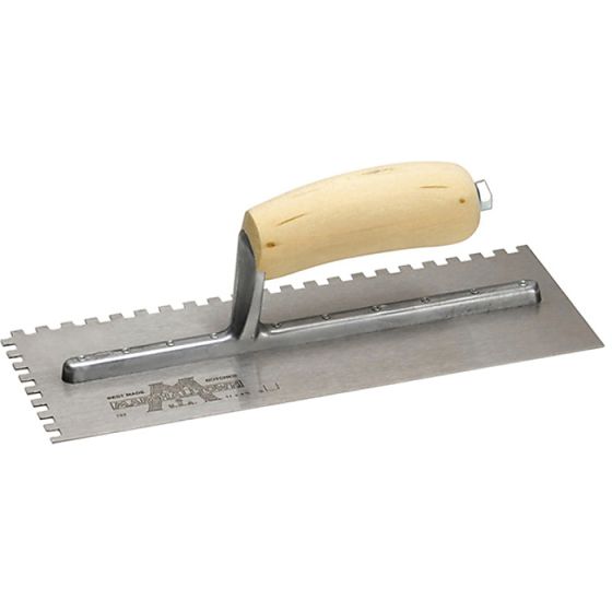 Notched Trowel 702S Square 1/4in Wooden Handle 11 x 4.1/2in by Marshalltown - M702S