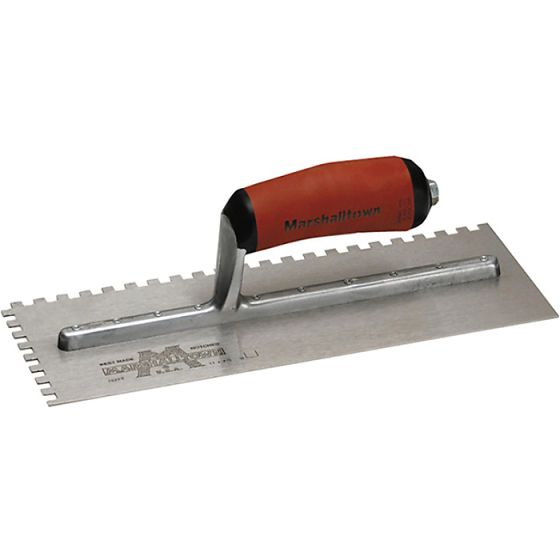 Notched Trowel 702SD Square 1/4in Durasoft Handle 11 x 4.1/2in by Marshalltown - M702SD