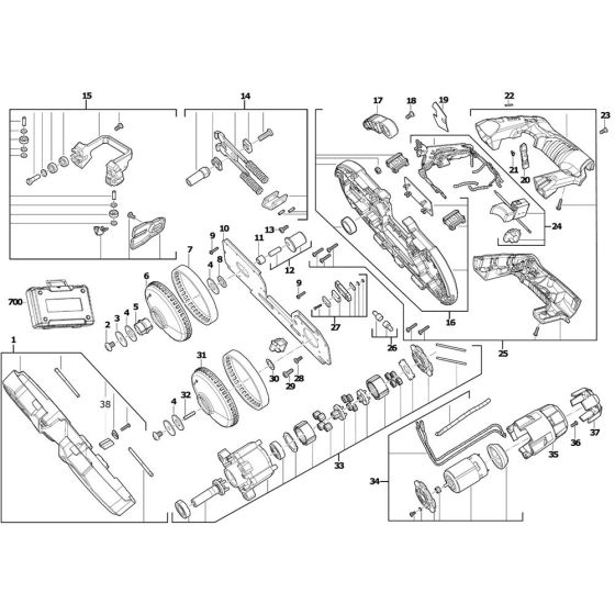 Milwaukee M12BS Bandsaw Assembly