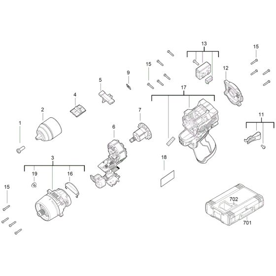 Milwaukee M12FDD2 Assembly