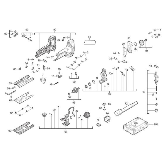 Milwaukee M12FJS Jigsaw Assembly