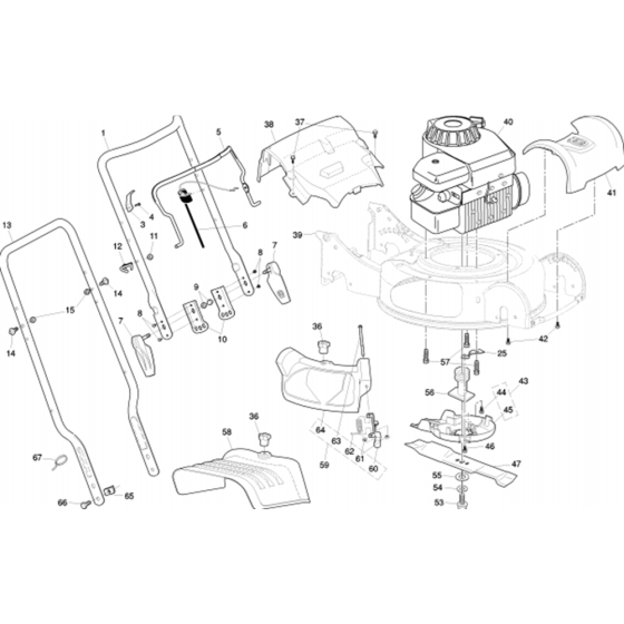 Handle & Controls Assembly for Husqvarna M145 SV Lawn Mowers