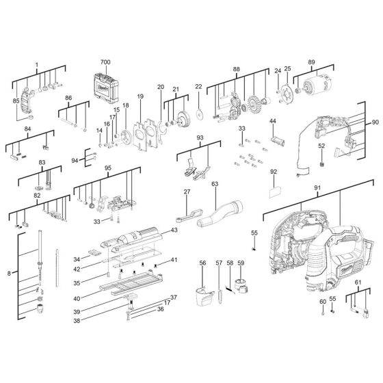Milwaukee M18BJS Jigsaw Assembly
