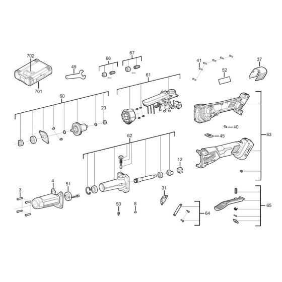Milwaukee M18FDGROVPDB Assembly