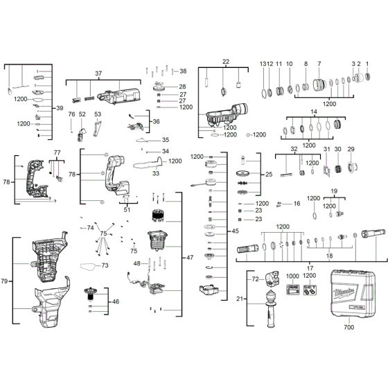 Milwaukee M18FHM Drill Assembly