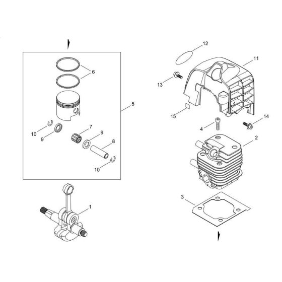 Cylinder, Piston, Crankshaft