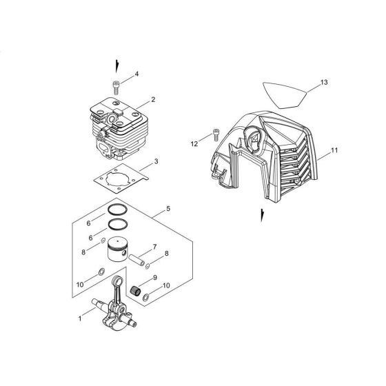 Cylinder, Piston, Crankshaft