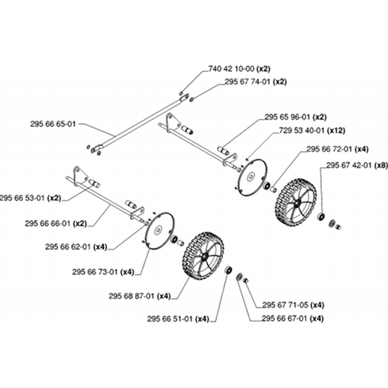 Wheels and Tires Assembly for Husqvarna M48 Pro Commercial Lawn Mower