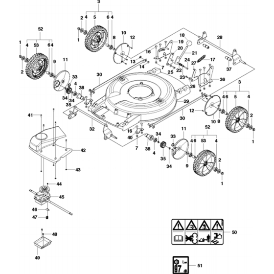 Mower and Cutting Deck Assembly for Husqvarna M53 S Pro Commercial Lawn Mower