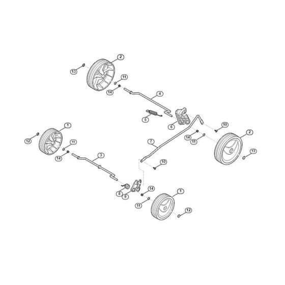 Chassis, Height Adjustment Assembly for Stihl/ Viking MA 235.0 Cordless Lawn Mowers