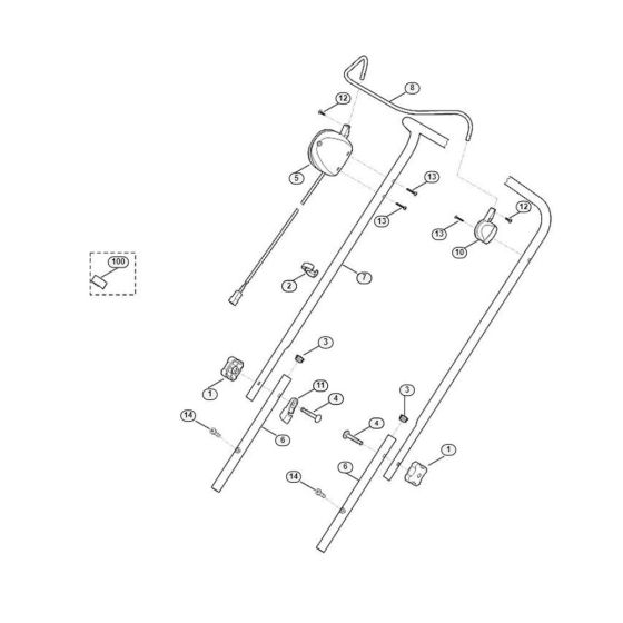 Handle Assembly for Stihl/ Viking MA 339.0 Cordless Lawn Mowers