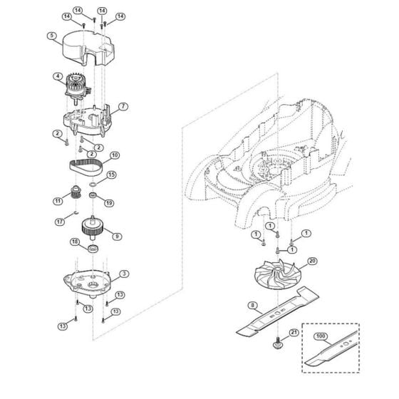 Engine, Blade Assembly for Stihl/ Viking MA 339.0 Cordless Lawn Mowers