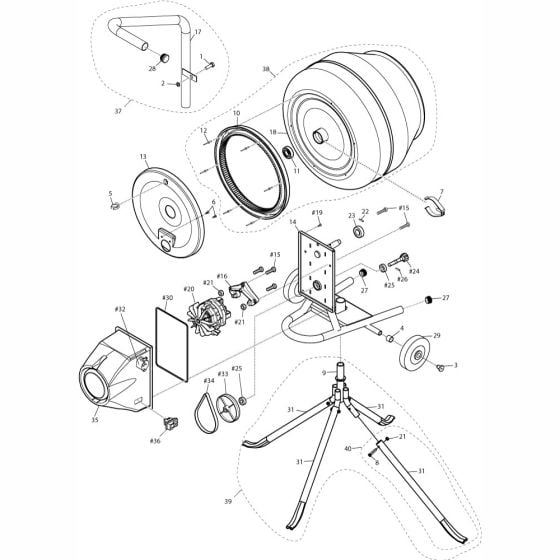 Main Assembly for Altrad Belle BWE60 Tip-Up Mixer