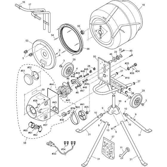 Main Assembly for Altrad Belle Minimix130 Tip-Up Mixer (up to  May 2000)