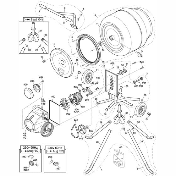 Main Assy for Altrad Belle Minimix130 (Euro 1) Tip-Up Mixer (From May 2000)