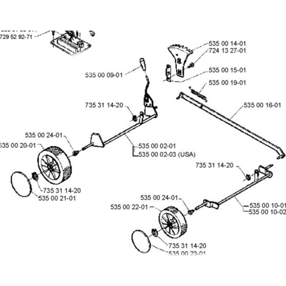 Wheels & Tires Assembly for Husqvarna MASTER 43RC Lawn Mowers