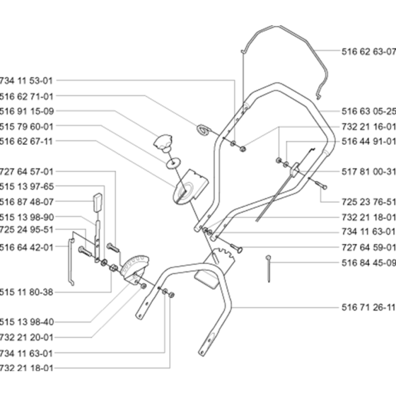 Handle & Controls Assembly for Husqvarna MASTER GARDEN Lawn Mowers