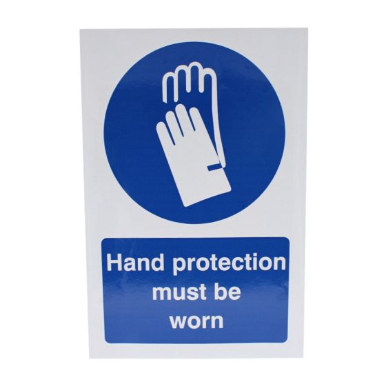 Hand Protection Sign 240x360mm Self Adhesive for Safety Compliance