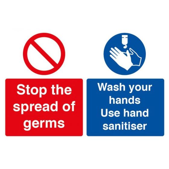 Stop Germs Wash Hands Sign (Foam)