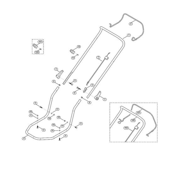 Handle for Viking MB 2.2 R Petrol Lawn Mowers