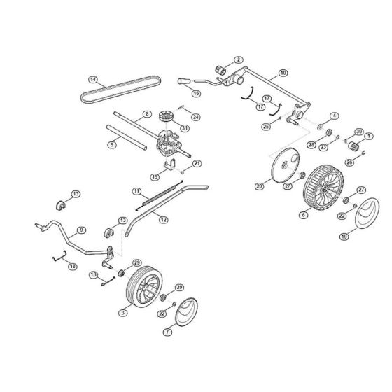 Chassis, Gear Box for Viking MB 248.1 T Petrol Lawn Mowers