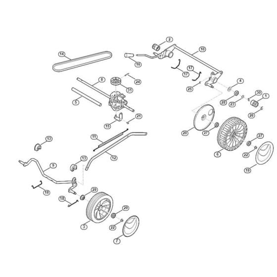 Chassis, Gear Box for Viking MB 248.2 T Petrol Lawn Mowers