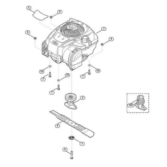 Engine, Blade for Viking MB 253.1 Petrol Lawn Mowers