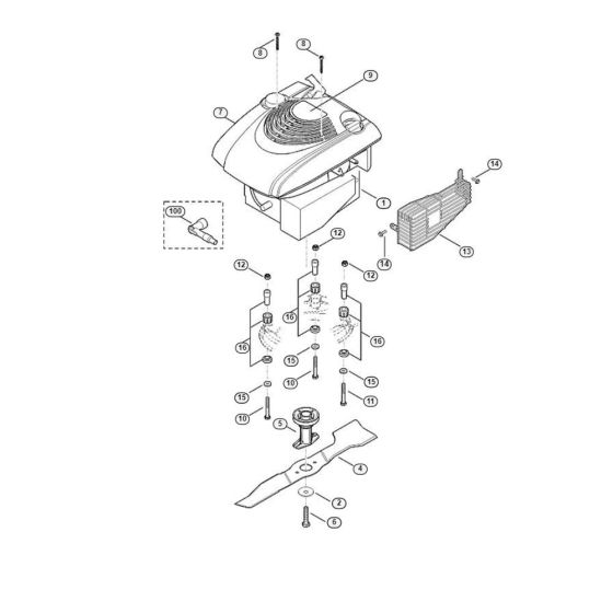 Engine, Blade for Viking MB 3 RC Petrol Lawn Mowers