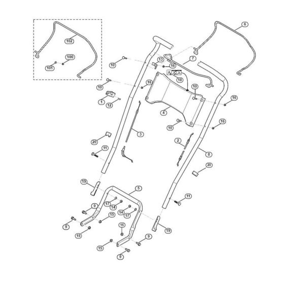 Handle for Viking MB 4.0 RTP Petrol Lawn Mowers