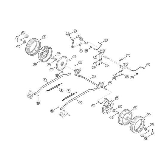 Rear Axle, Height Adjustment for Viking MB 4.1 RTP Petrol Lawn Mowers