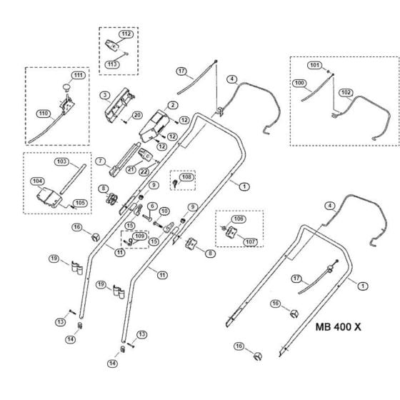 Handle for Viking MB 400 M Petrol Lawn Mowers