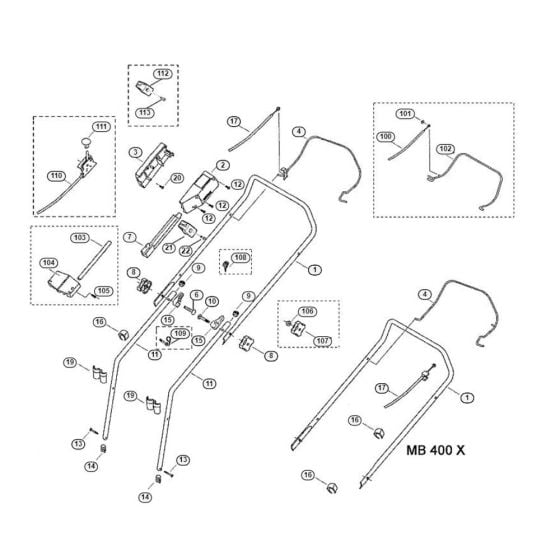 Handle for Viking MB 400 X Petrol Lawn Mowers