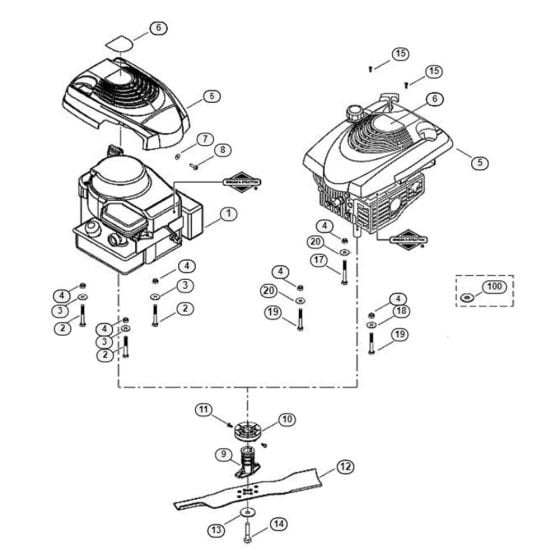 Engine, Blade for Viking MB 415 Petrol Lawn Mowers