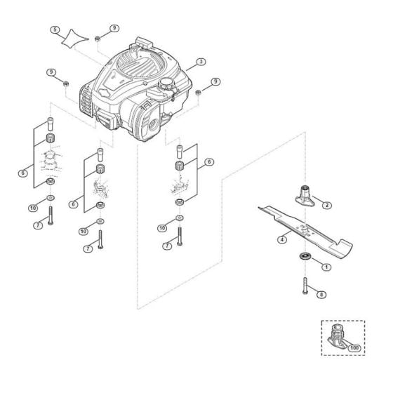 Engine, Blade for Viking MB 443.1 Petrol Lawn Mowers