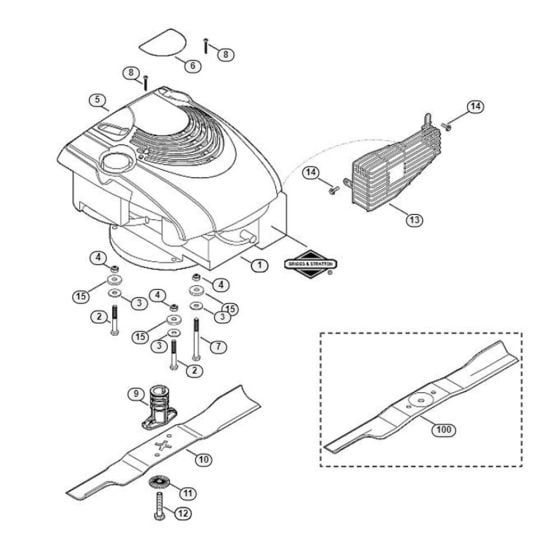 Engine, Blade for Viking MB 448.0 Petrol Lawn Mowers