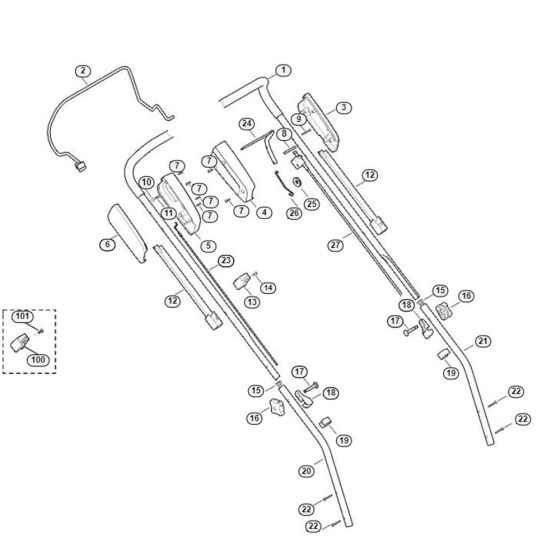 Handle for Viking MB 448.0 T Petrol Lawn Mowers