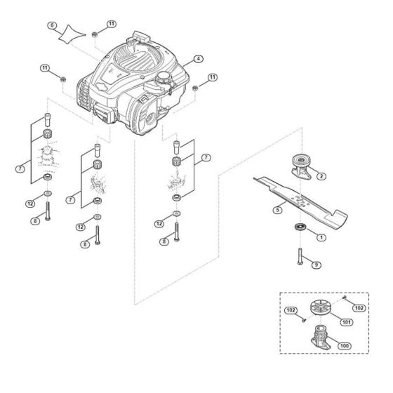 Engine, Blade for Viking MB 448.1 TC Petrol Lawn Mowers