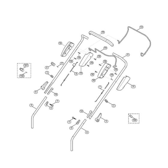 Handle for Viking MB 448.1 TX Petrol Lawn Mowers