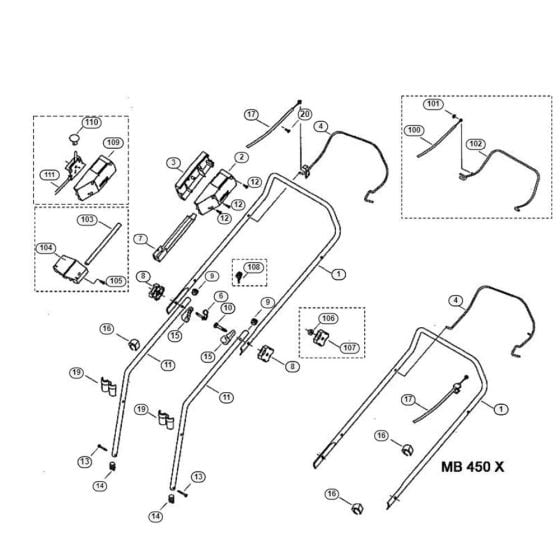 Handle for Viking MB 450 Petrol Lawn Mowers