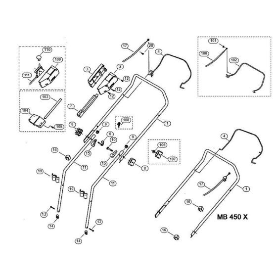 Handle for Viking MB 450 X Petrol Lawn Mowers