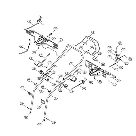 Handle-1 for Viking MB 455 Petrol Lawn Mowers