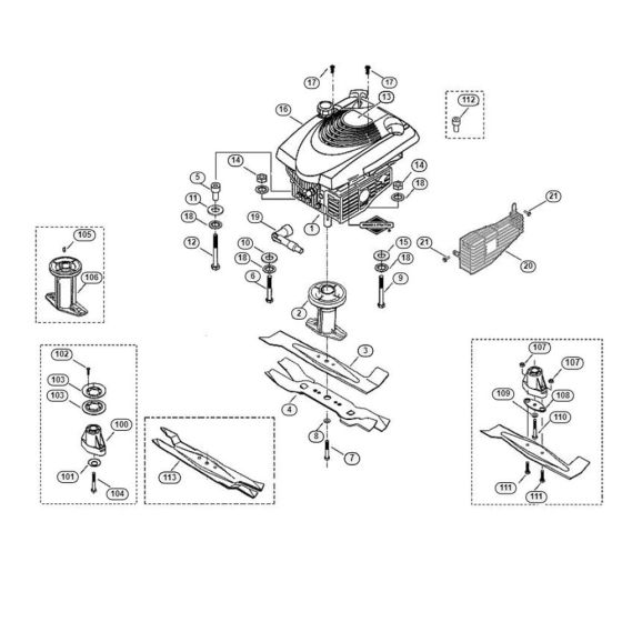 Engine, Blade for Viking MB 455 E Petrol Lawn Mowers